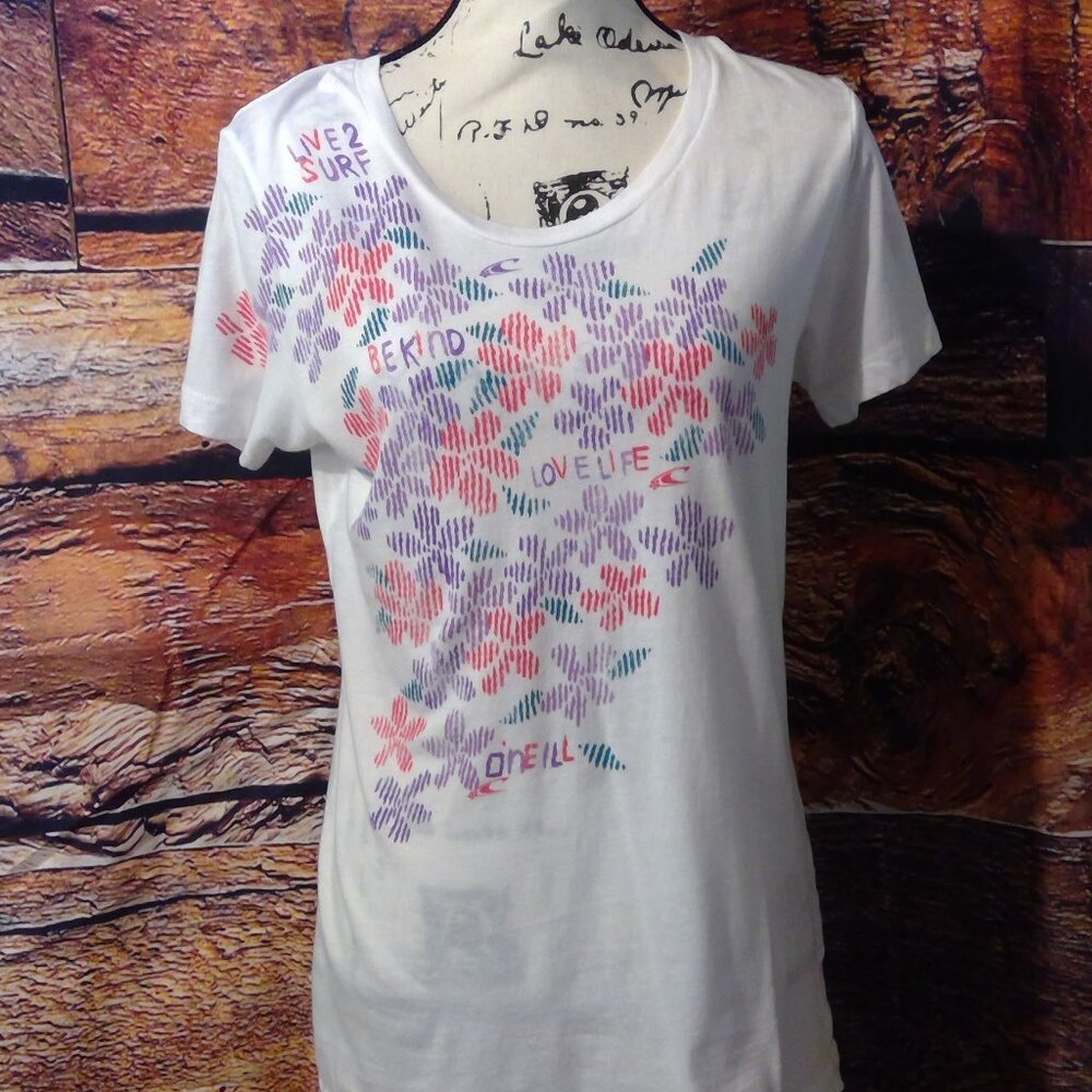 O'Neill Women's White Short Sleeve T-Shirt